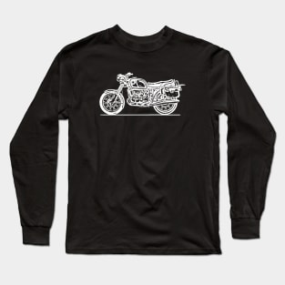 R75 Bike With Leather Pack White Sketch Art Long Sleeve T-Shirt